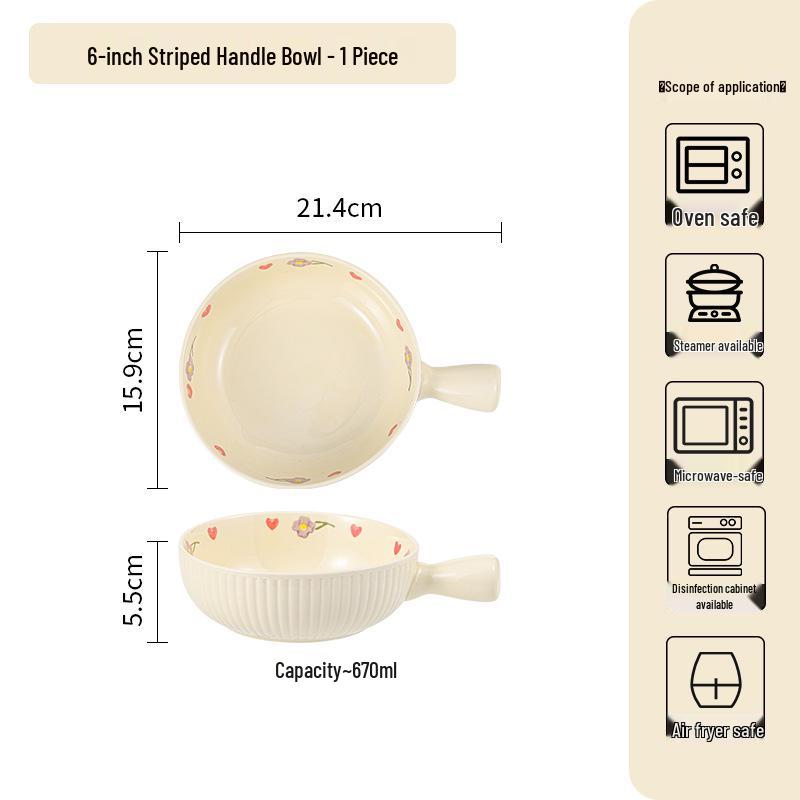 Керамический набор столовой посуды «Кремовая глициния»: Миска для риса, Суповая миска, Круглые и Глубокие тарелки