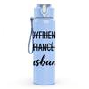 1PC Boyfriend Fiance Husband Lettering 750ml Color Plastic Sports Water Bottle Leakproof Flip Straw Lid Suitable for Sports Office Home Use