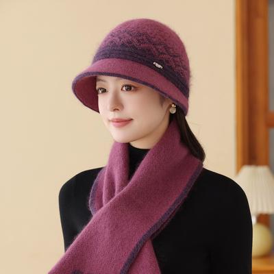 Вязаная шапка-бини для пожилых женщин и бабушек, защита ушей и тепло, кроличьи шерстяные шапки для матерей среднего и пожилого возраста на осень и зиму.