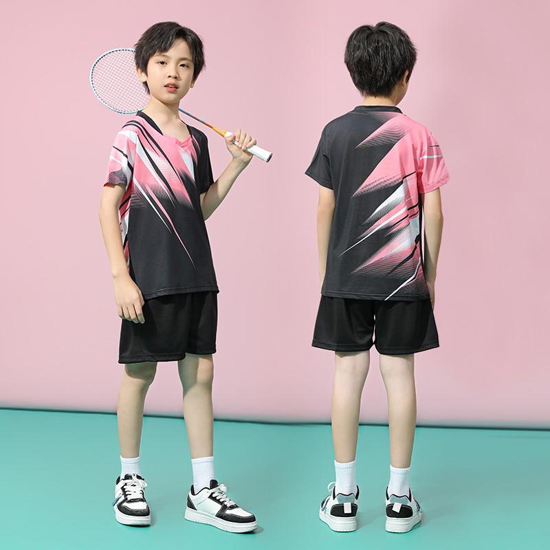Kids Badminton Uniform Set Quick Dry Training Shirt Shorts Boys Girls Team Sports