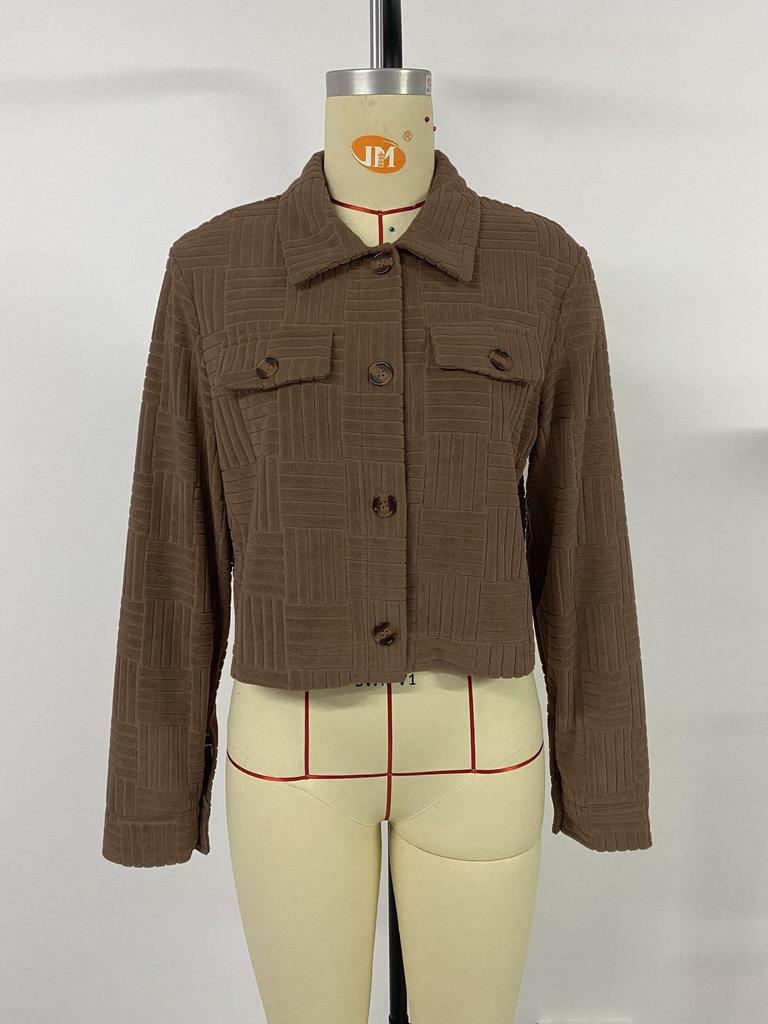 Женская ретро рабочая куртка из вельвета цвета хаки, Осень/Зима 2026
