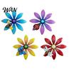 Fence Flower Decoration 4 Pcs Acrylic Flowers Wall Decor Outdoor Spring Art Pastoral Balcony Sculpture with Butterfly Bee Dragonfly for Backyard Yard