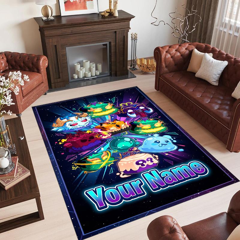 Personalized Crystal Velvet Carpet Custom Name Text,Blox Fruits Anti Slip Area Rug For Home Decoration