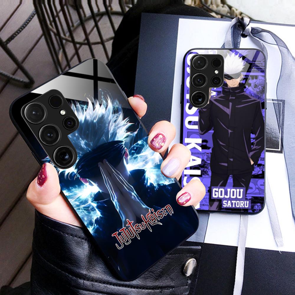 Чехол для телефона Jujutsu Kaisen Сатору Годжо для Samsung Galaxy S26 S25 S24 S23 S22 S21 S20 Note20 Plus FE Ultra Стеклянный Цветной Чехол