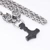 Stainless Steel Thor 'S Hammer Pendant Necklace Wolf Head Stainless Steel Necklace Men 'S Accessories 