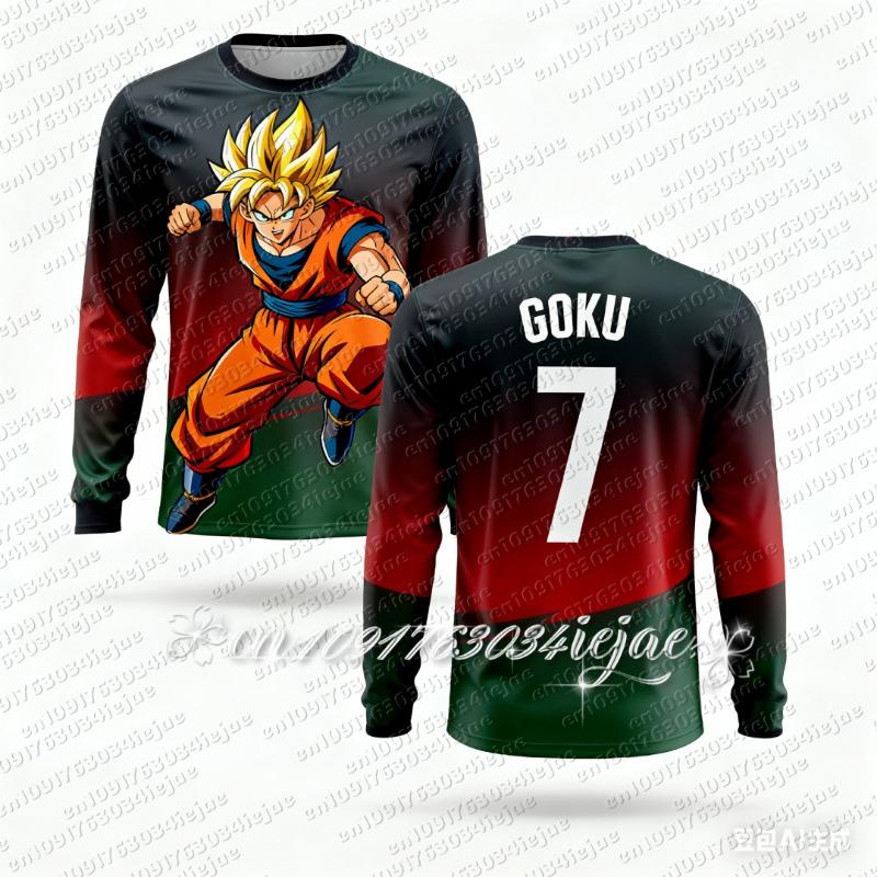 Осенне-зимняя мужская спортивная футболка с длинным рукавом Dragon Ball Z Goku Принт Футбольная майка Дышащая Футбольная майка Футболка