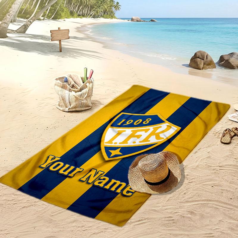 ifk göteborg Personalized Printed Beach Towel Soccer Logo Support Custom Name Text Absorbent Towel For Sport Travel Special Gift