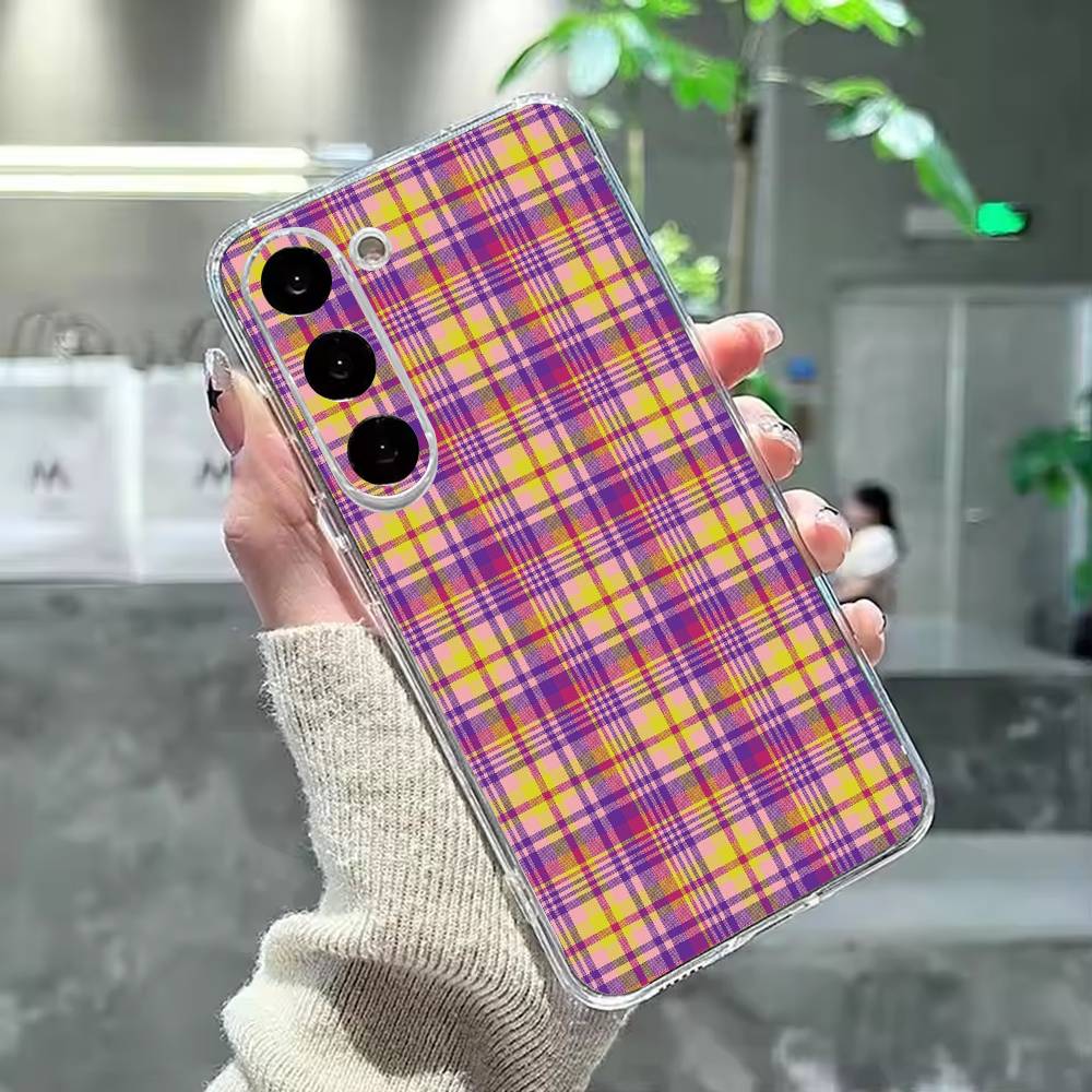 Cool P-Purple P-Plaid Pattern Phone Case For Samsung Galaxy A91,80,73,72 ,71,53,52,32 ,31,22,21s,20,Transparent Case