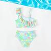 Girls Oblique Shoulder Fish Scale Baby Kids Swimsuit Bathing Suits for Children Two Pieces Swimwear Beach Bikini Sets