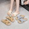 Cool Slippers Women's Outerwear New Summer Braided Cross Bohemian Student Flat Bottom One-word