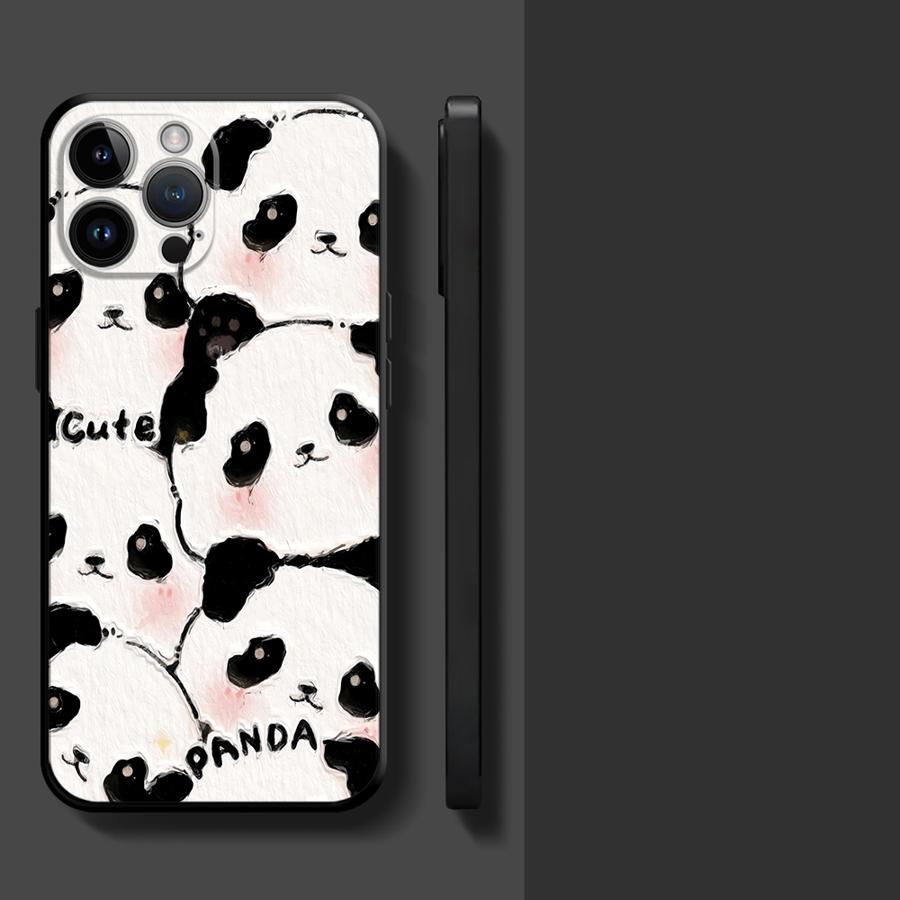 Мультяшный милый чехол-панда для Apple iPhone 17 Pro Max 15 Pro 7 8 XR XS MAX 12 16 Air 13 17e 11 14 Funda Чехол для телефона