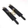 Liebe Seele SM Goods Collar and Handcuffs Black Set Genuine Leather High Quality Cosplay X Gold (black Hardware)