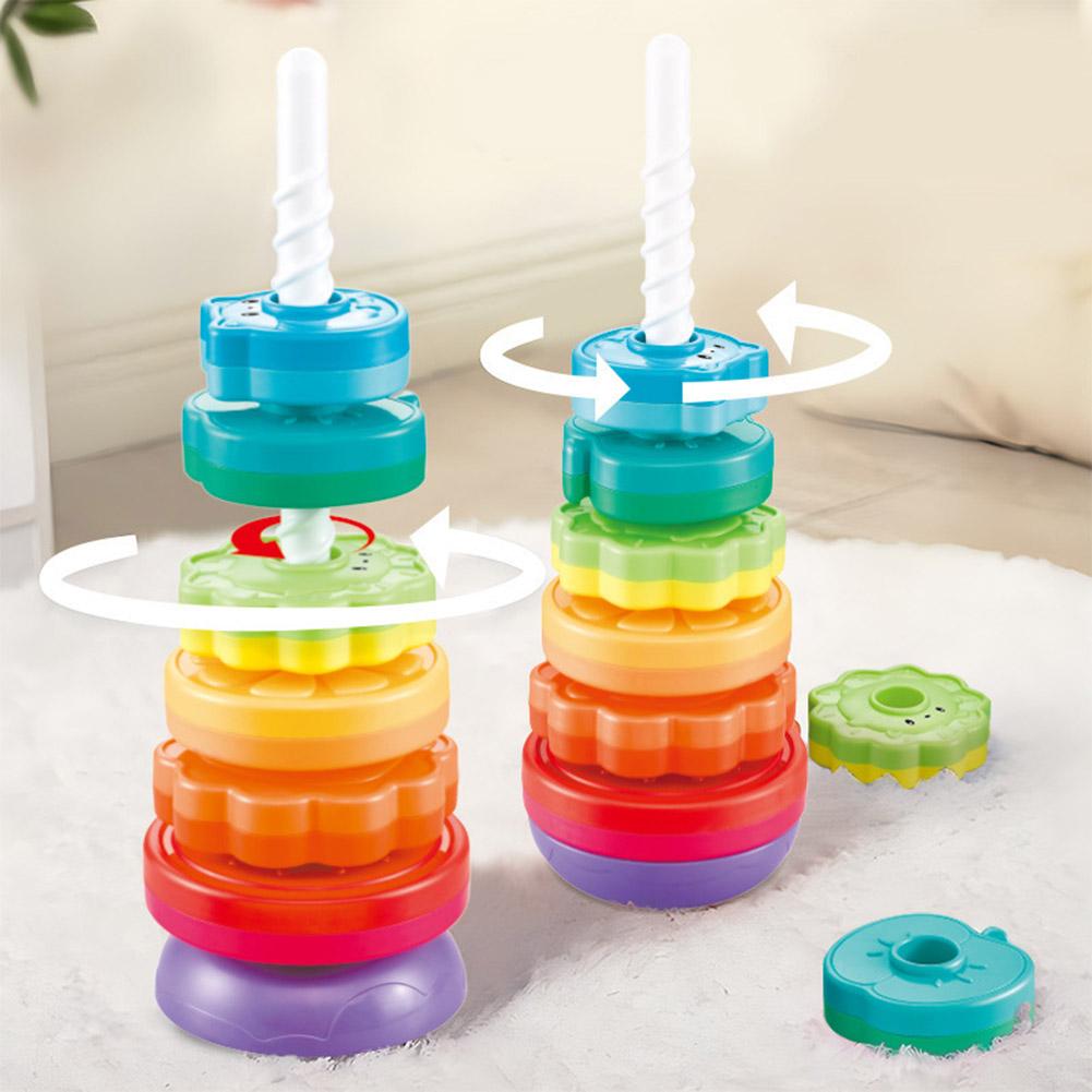 Радужная вращающаяся башня Монтессори-игрушка, вращающиеся игрушки для детей, подарок на день рождения