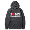 Мужские комплекты с длинными рукавами для пар I Love My Boyfriend Hoodies Sweatparsons Suits Женские толстовки с капюшоном и спортивные штаны Lover Sets
