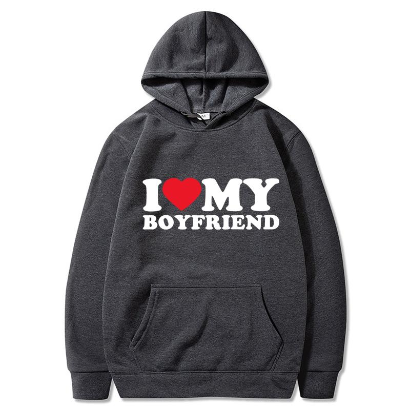 Мужские комплекты с длинными рукавами для пар I Love My Boyfriend Hoodies Sweatparsons Suits Женские толстовки с капюшоном и спортивные штаны Lover Sets