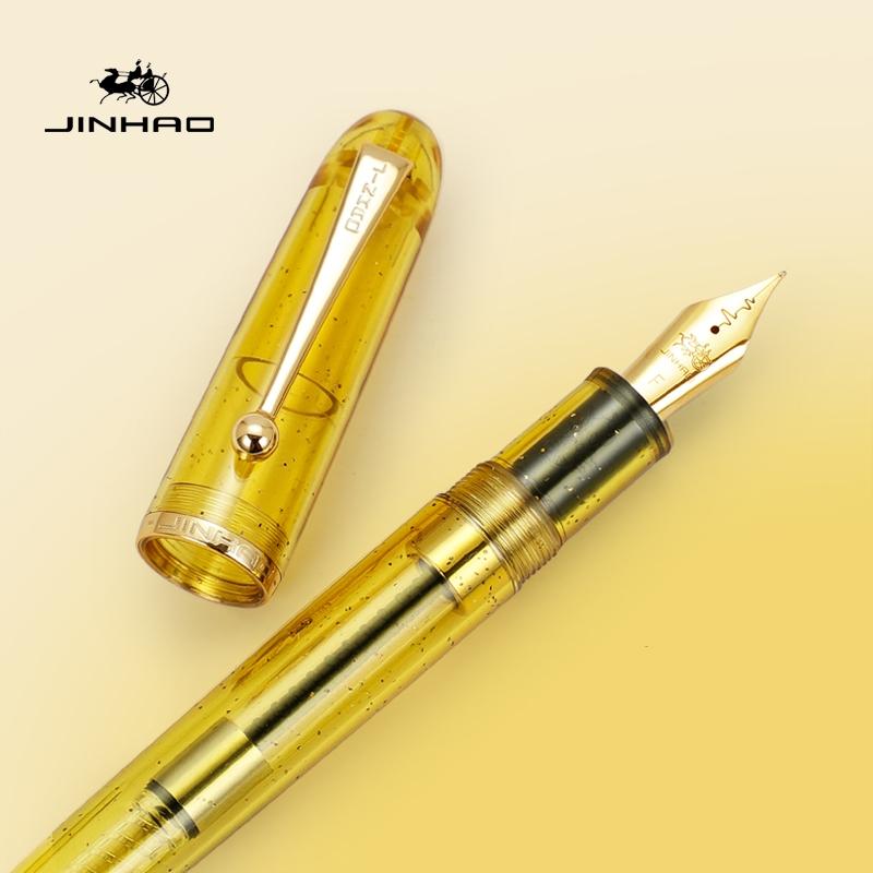 Jinhao 9013 Fountain Pen Four Seasons Color Transparent Barrel Portable Clip Heartbeat F Nib for Office Signature School