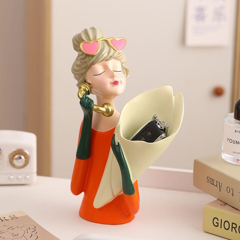 Скандинавский Звонок Телефон Держатель Цветочная Трубка Девушка Смола Декоративные Предметы Дом Комната Письменный Стол Статуэтка Аксессуары Журнальный Столик Скульптура Поделки