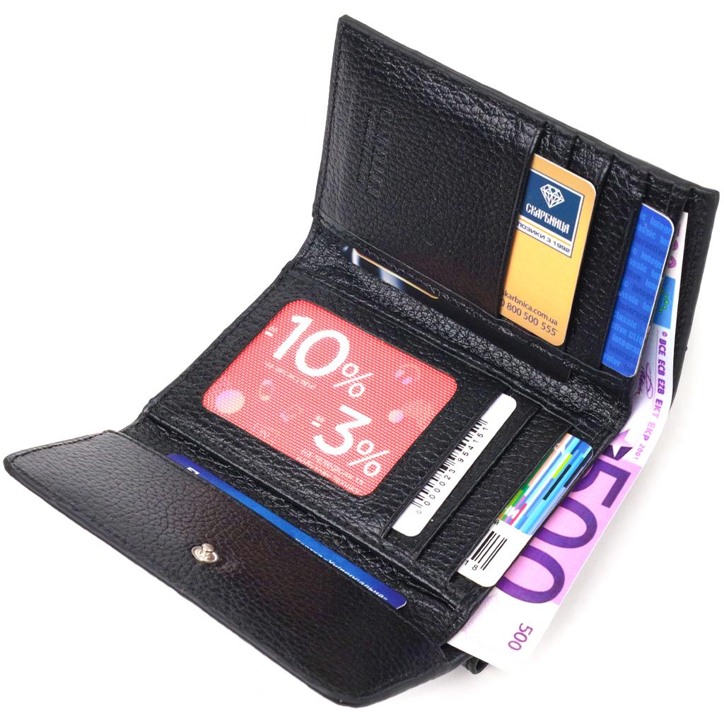 Классический Женский кошелек из натуральной кожи флотар CANPELLINI Wallet 21591 Черный