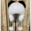 Outdoor Earflap Hat Snow Ski Cap Fleece Bomber Trapper Hat Women Ushanka Real Fox Fur Pompom Winter Russain Cossack