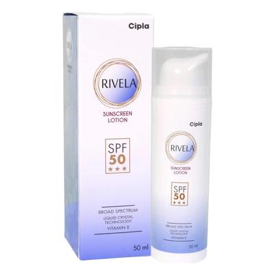 Rivela Солнцезащитный лосьон SPF 50 50 мл Широкий спектр защиты от UVA и UVB лучей Увлажняющий
