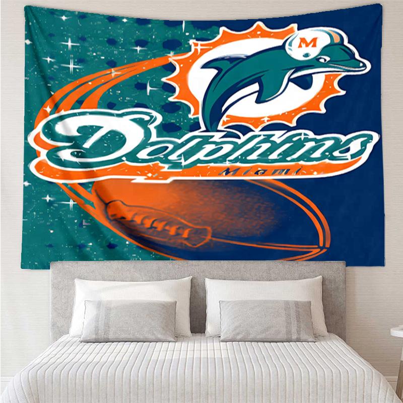 Miami Dolphins logo Tapestry for Bedroom Aesthetic Classroom Tapestries Wall Hanging for Living Room Dorm Office,Ideal Creative Gift