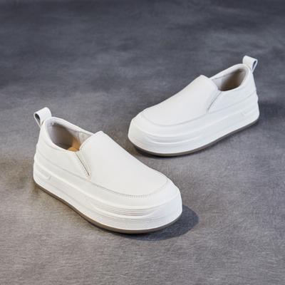 Повседневная обувь из натуральной кожи, женские кожаные мокасины на мягкой подошве, женская модная универсальная повседневная женская обувь, туфли на платформе в стиле ретро