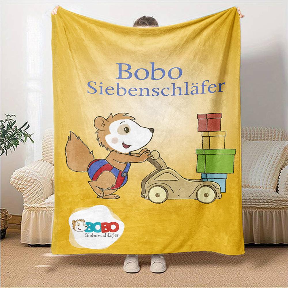 Bobo Theme Printed Blanket - Perfect for Couch, Bed, Travel & Outdoor Use | Machine Washable, Cozy & Durable.
