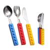 Stainless Steel Children's Tableware Set: Silicone Spoon, Baby Block Knife, Fork & Spoon (3-Piece)