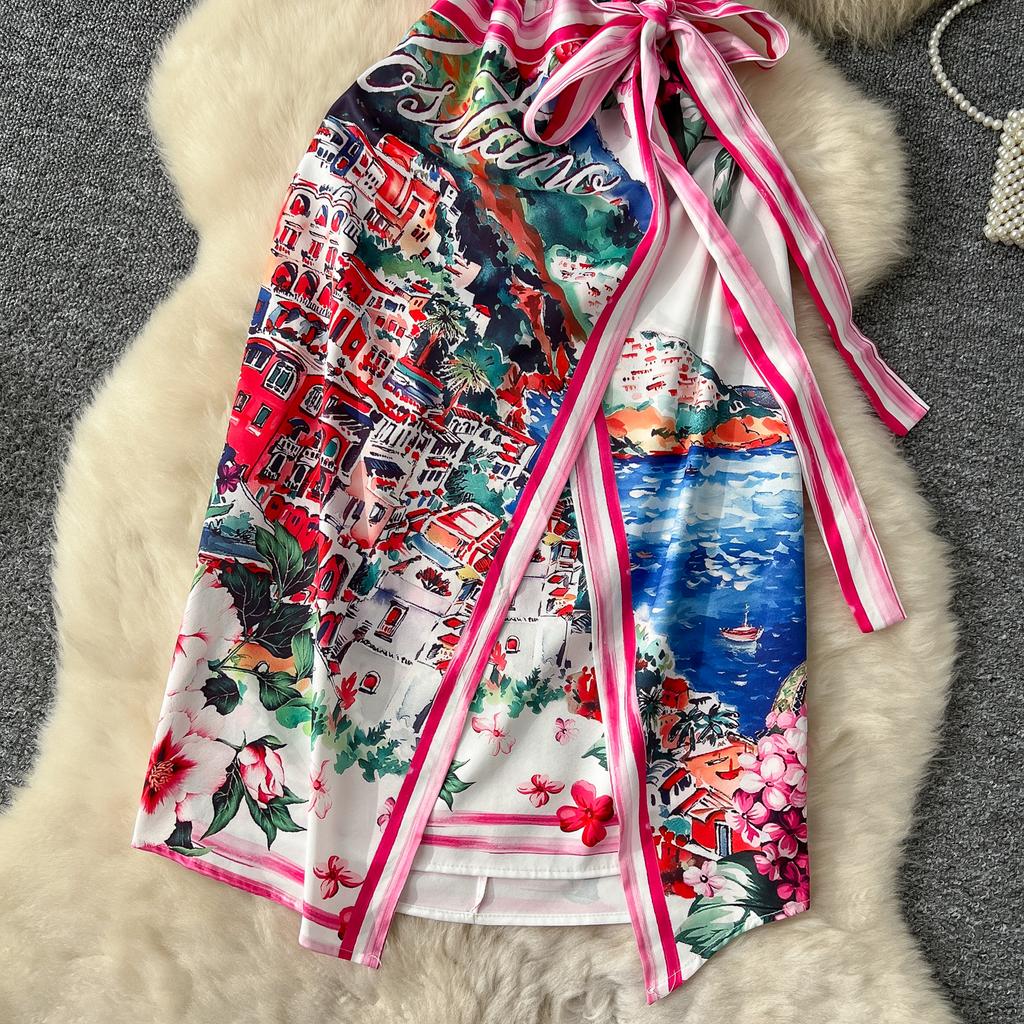 Летние женские дизайнерские винтажные принты на подиуме платья с коротким рукавом и шнуровкой, облегающие платья-карандаши для вечеринок