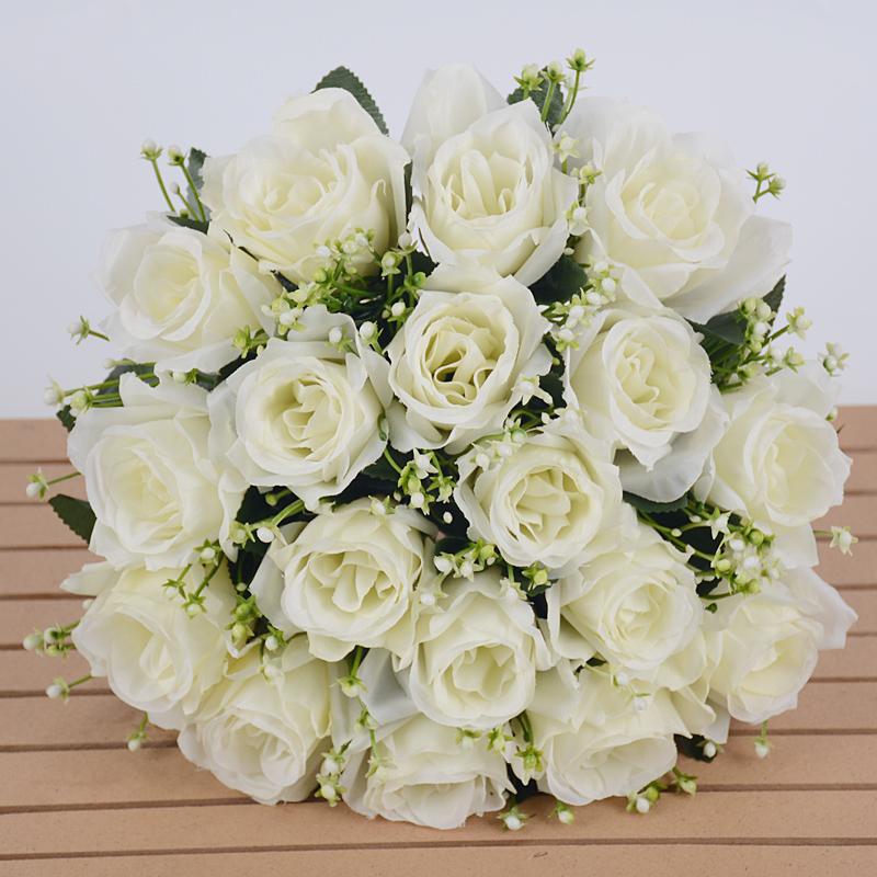 Best-Selling 18-Piece Handmade Soft Silk Artificial Rose Bouquet Modern Durable Wedding Home Decor Valentine's Day Factory