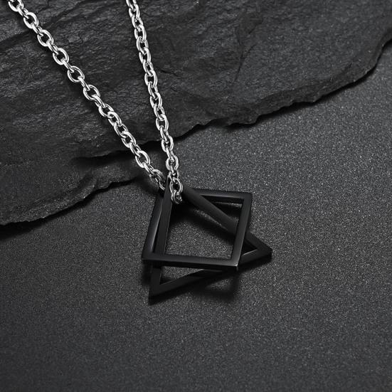 Men Necklace Contrast Color Triangle Shape Hip-hop Style Retro Men Pendant for Daily Wear
