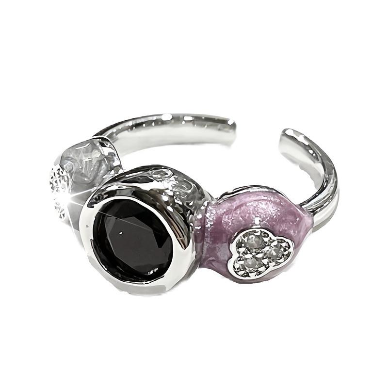 Sweet And Cool Pink Art Retro Love Open Ring Women'S Enamel Color Niche High-End Light Luxury Jewelry