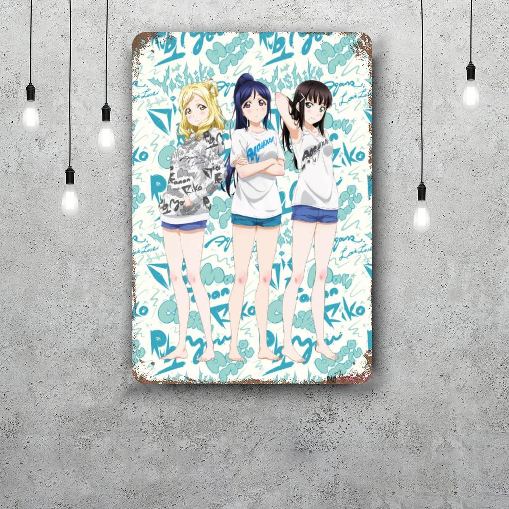 Love Live Школьный идол Проект Японское Аниме Ретро Винтажный Жестяной Знак Постер Декоративная Табличка Металлическая Пластина Настенный Декор