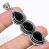 Black Spinel Gemstone Handmade 925 Sterling Silver Jewelry Pendant 2.76" KJ-76