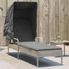 VidaXL Sun Lounger with Canopy Light Grey Braided Resin, Sunbed, Reclining Lounge Chair, Daybed 368193