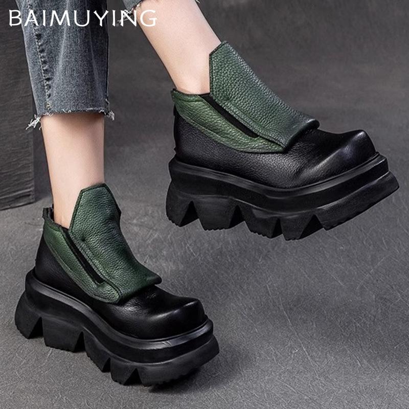 Женские ботильоны на платформе, кожаные, на среднем каблуке, дизайнерская обувь 2025 года, трендовая зимняя обувь нового бренда, оксфорды, готические ботинки Botas De Mujer