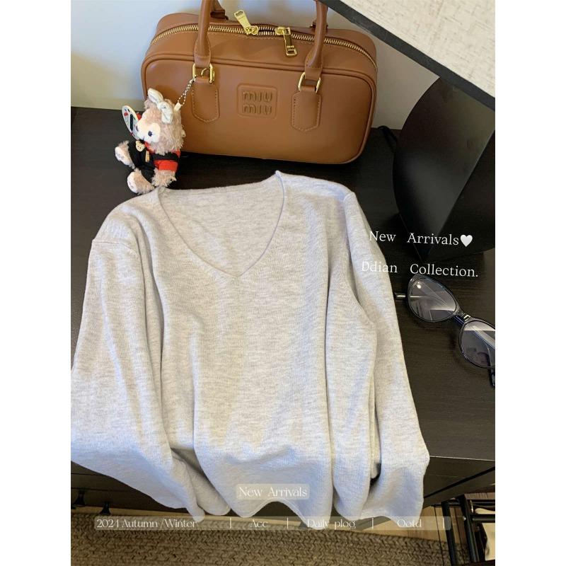 Модный свитер с воротником, женский мягкий ворсистый базовый лонгслив, осенне-зимний простой универсальный ленивый стиль, с длинным рукавом, для ношения под низ