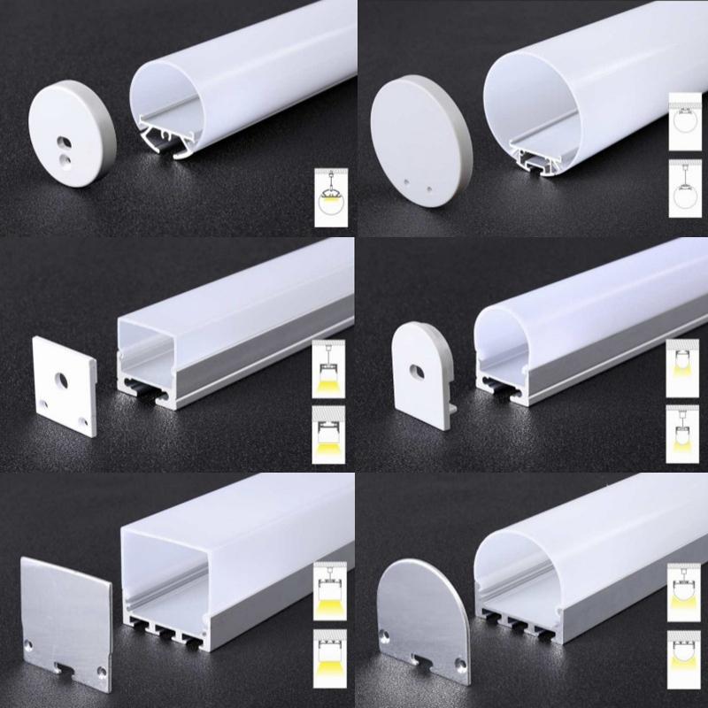 Трехсторонний светящийся светодиодный алюминиевый профиль круглый квадратный трубчатый рассеиватель из поликарбоната, поверхностный подвесной линейный корпус для полосового света