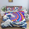 Ocean Wave Bedding Set 3D Abstract Art Duvet Cover King/Queen Size With Pillowcase Watercolor Style 2/3pcs Polyester Quilt Cover