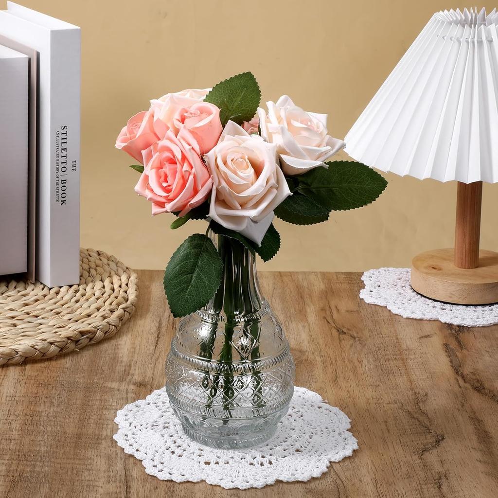 4 Pcs 8 Inch White Vintage Crochet Doilies Round Lace Doily Lace Coasters Cotton Lace Doilies Lace Doilies for Tables Lace Coastersfor Kitchen Dining
