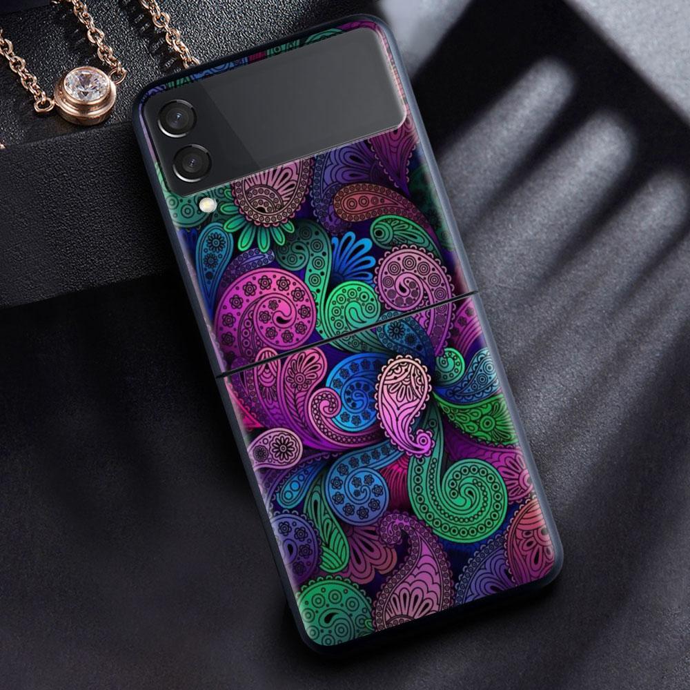 Чехол для телефона Samsung Galaxy Z Flip 3 5G, черный твердый переплет ZFlip 3, роскошные противоударные чехлы-бамперы, модный узор Art Sac