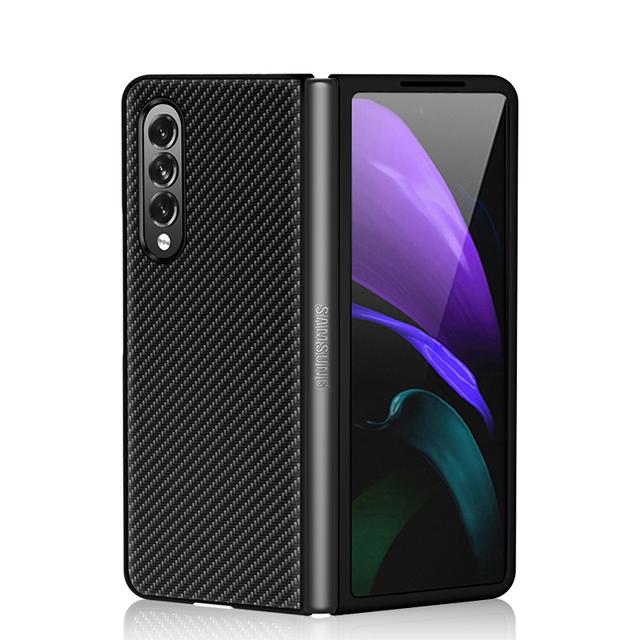 Для чехла Z Samsung Fold Galaxy 3 5g Z Fold 2 Кожаный чехол из углеродного волокна Для Sasmung Galaxy Z Fold3 Чехол Полный защитный Колпачок