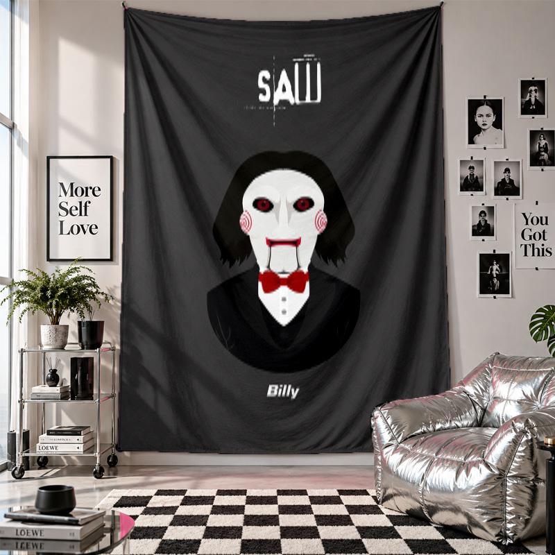 Wall TapestrySaw Billy the Puppet Art Hanging Cloth Decorative Background Cover for Room Decoration