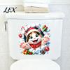 Moisture Proof Bathroom Accessories Christmas Cat Toilet Seat Decal, 3D Break Through Wall Cute Kitten Removable PVC Decorations Tank Sticker,