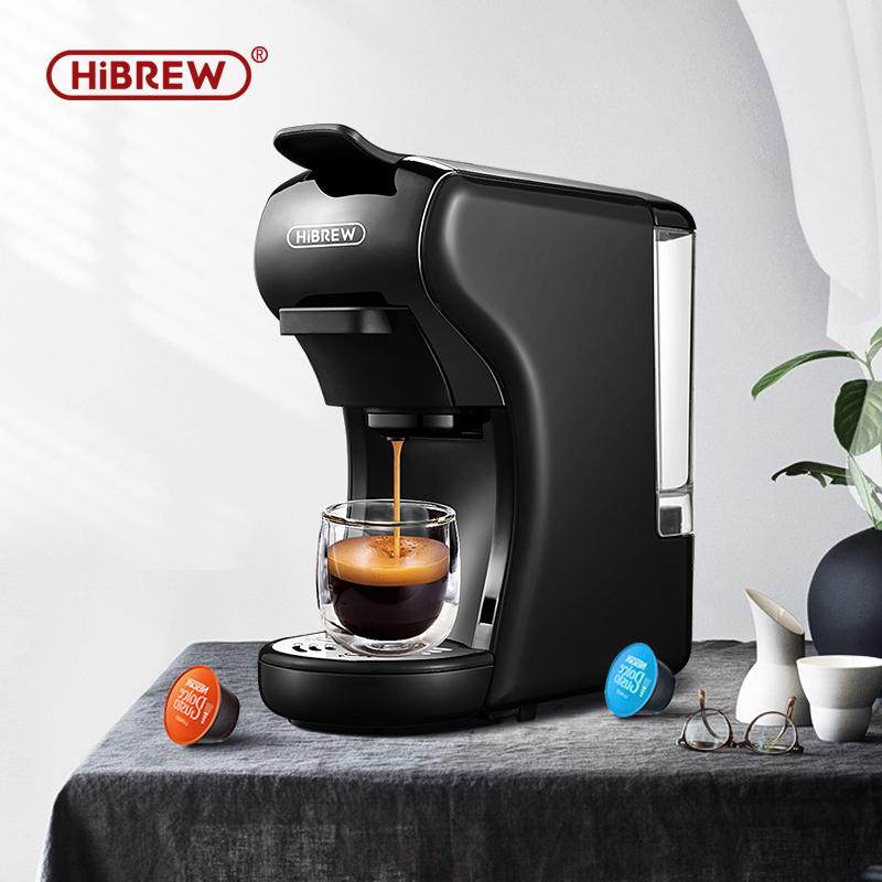 Многофункциональная кофемашина HiBREW H1A 4 в 1, высокое давление экстракции 19 бар, мощность 1450 Вт, прозрачный, съемный, пищевой, не содержащий BPA резервуар для воды.