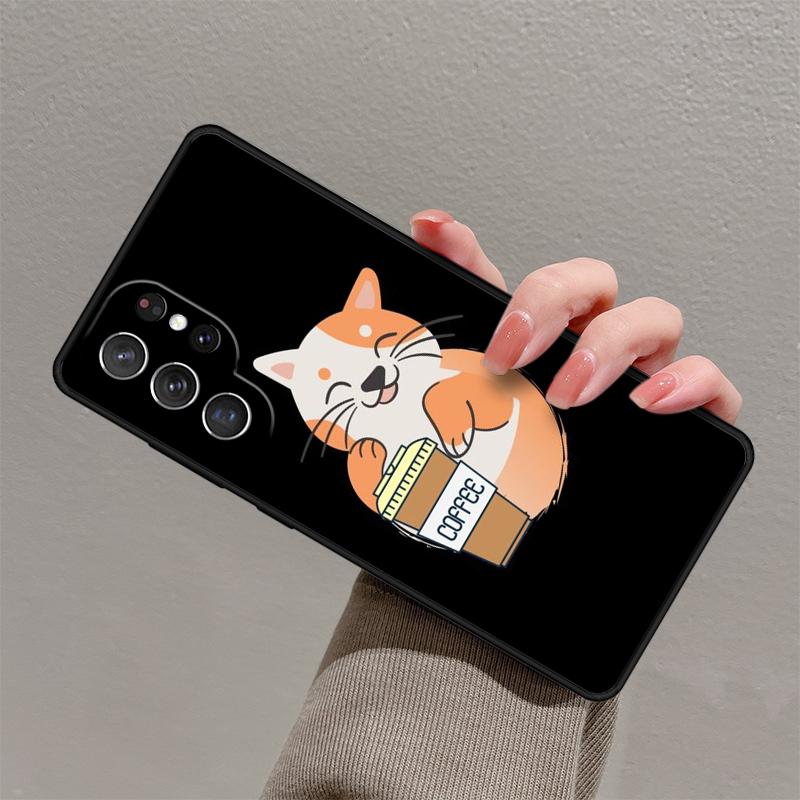 Милый Кот Животное Кофе Чехол для Телефона Для Samsung Galaxy S25 S23 S30 S21 S20 FE S24 S22 Ultra Note 10 20 Plus Силиконовый Чехол lite