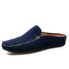 Fashion Summer Mules Suede Leather Half Shoes For Men Casual Mens Penny Loafers Slipper Slip On Flats Lazy Driving Shoes Man Moccasin