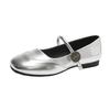 Новые балетки 2024 года с квадратным носком, модные туфли Мэри Джейн на низком каблуке, повседневные серебристые туфли с мелкой пряжкой, Zapatos De Mujer