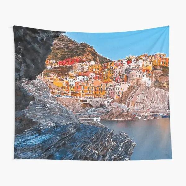 Европа Италия Чинкве-Терре Гобелен Побережье со скалами Гобелен Природный пейзаж Гобелен Настенное панно для дома Спальни Гостиной