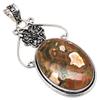 Necklace Rainforest Jasper Gemstone Handmade Gift For Her Silver Jewelry 3"